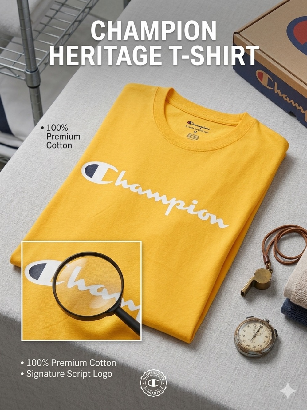 Champion Bright Yellow Tee with White Script